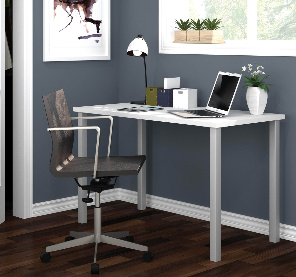 Modubox Universel 24“ x 48“ Table Desk with Square Metal Legs, image 1