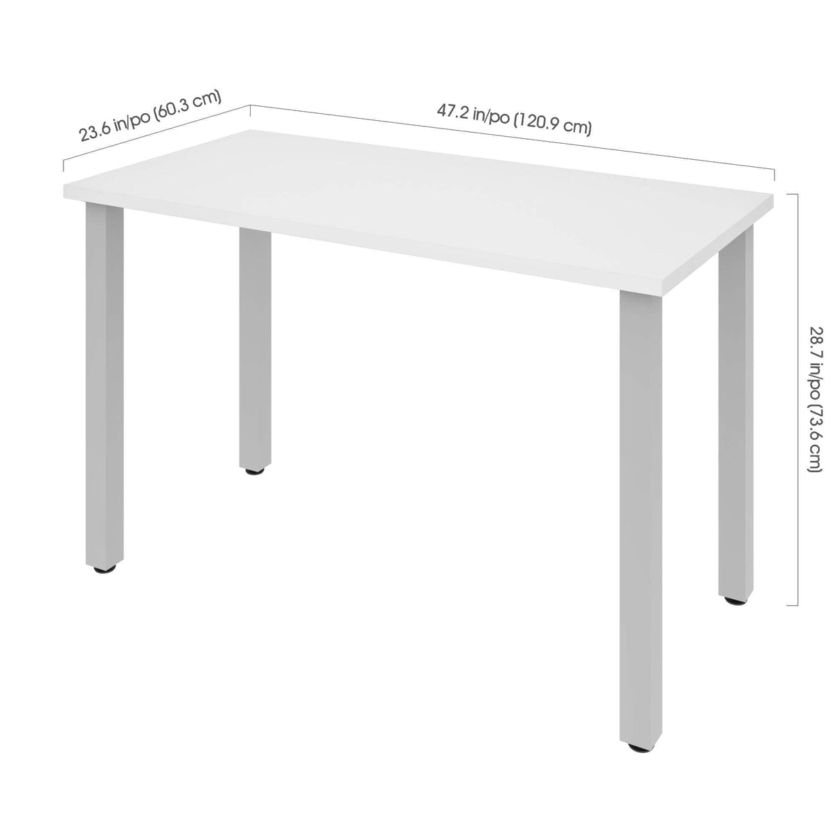 Modubox Universel 24“ x 48“ Table Desk with Square Metal Legs, image 4