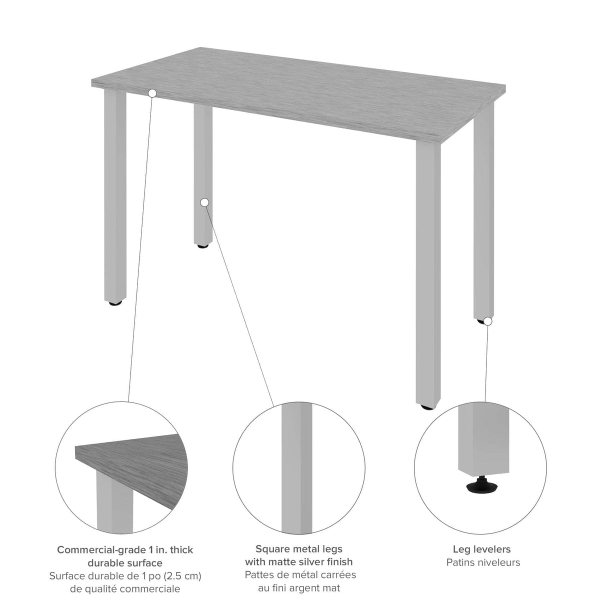 Modubox Universel 24“ x 48“ Table Desk with Square Metal Legs, image 13