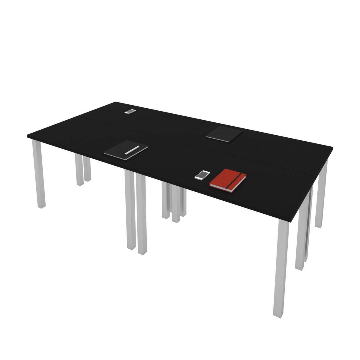 Modubox Universel 4 Piece Set Including 4 24″ × 48″ Table Desks with Square Metal Legs, image 13