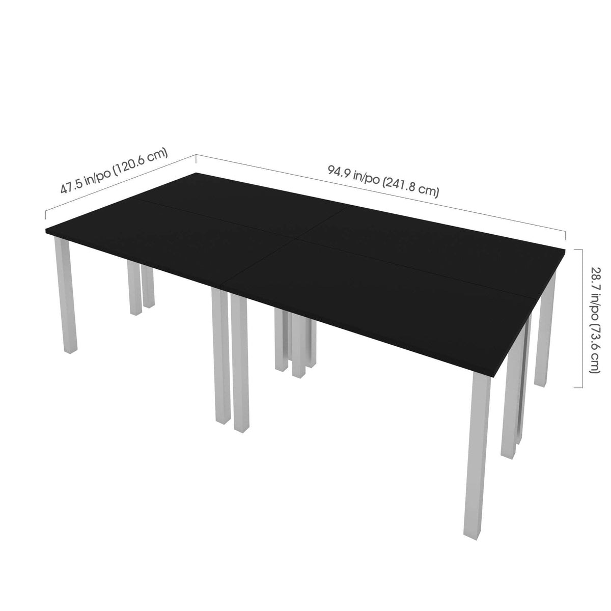 Modubox Universel 4 Piece Set Including 4 24″ × 48″ Table Desks with Square Metal Legs, image 18