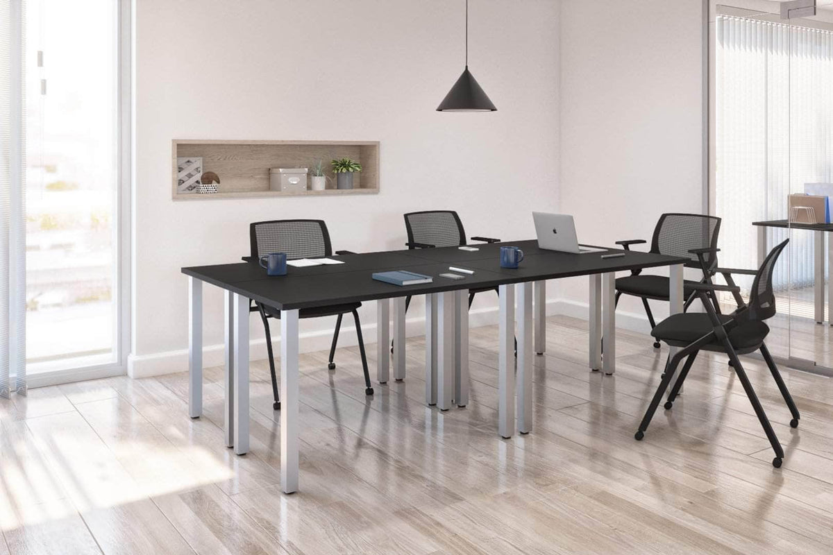 Modubox Universel 4 Piece Set Including 4 24″ × 48″ Table Desks with Square Metal Legs, image 19