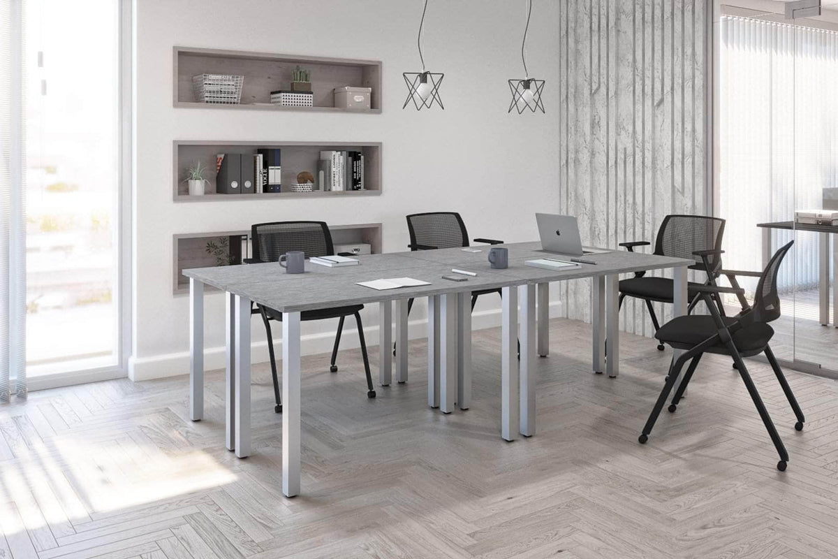 Modubox Universel 4 Piece Set Including 4 24″ × 48″ Table Desks with Square Metal Legs, image 29