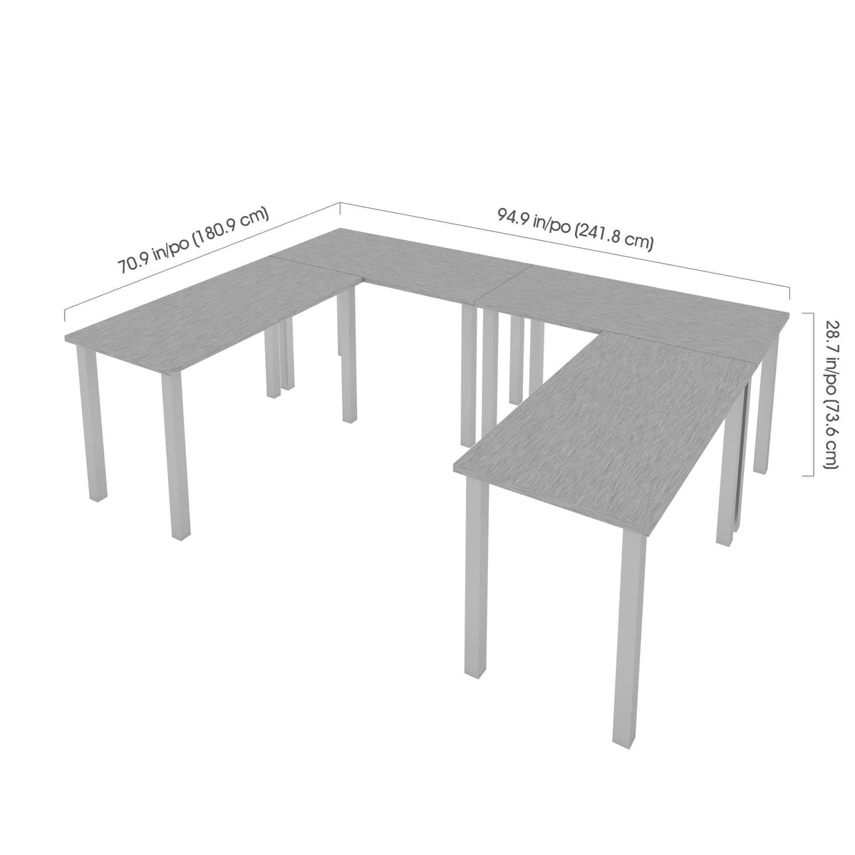 Modubox Universel 4 Piece Set Including 4 24″ × 48″ Table Desks with Square Metal Legs, image 30