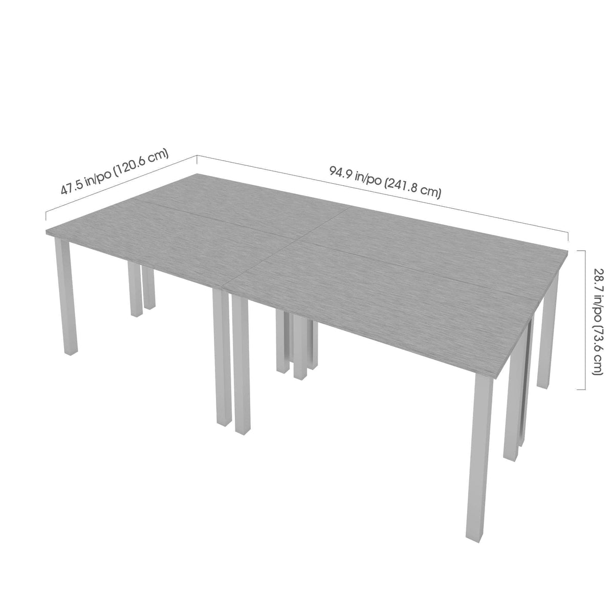 Modubox Universel 4 Piece Set Including 4 24″ × 48″ Table Desks with Square Metal Legs, image 31