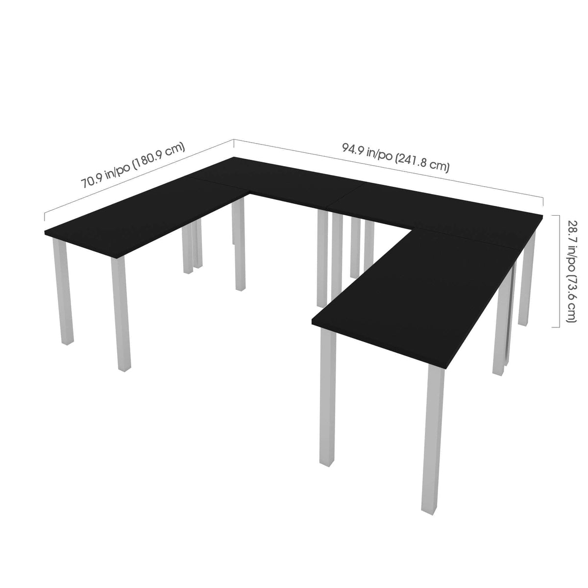 Modubox Universel 4 Piece Set Including 4 24″ × 48″ Table Desks with Square Metal Legs, image 20