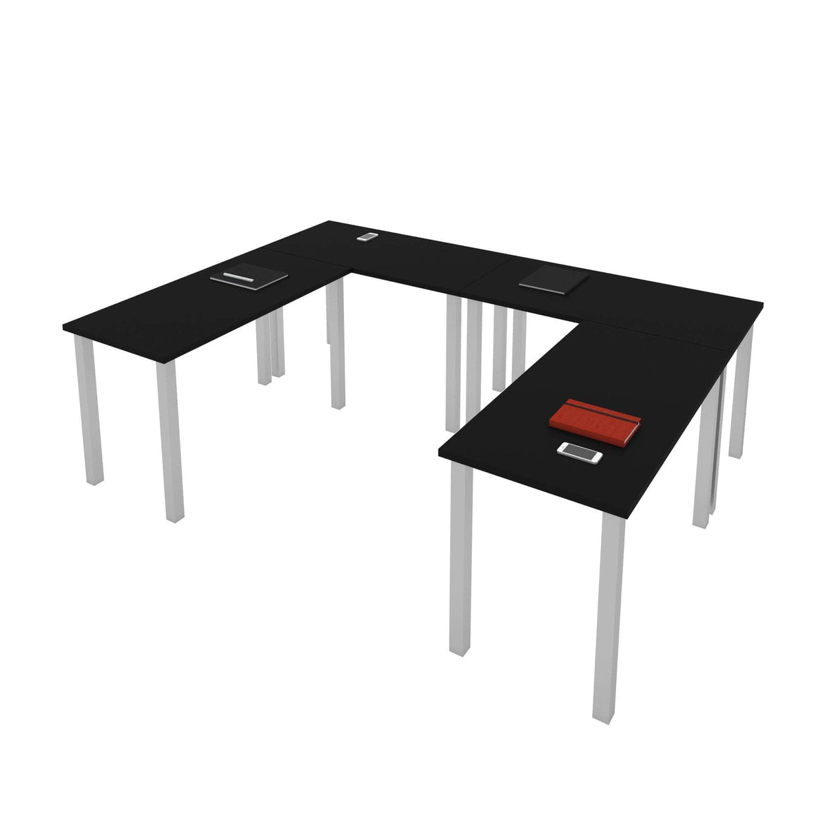 Modubox Universel 4 Piece Set Including 4 24″ × 48″ Table Desks with Square Metal Legs, image 15