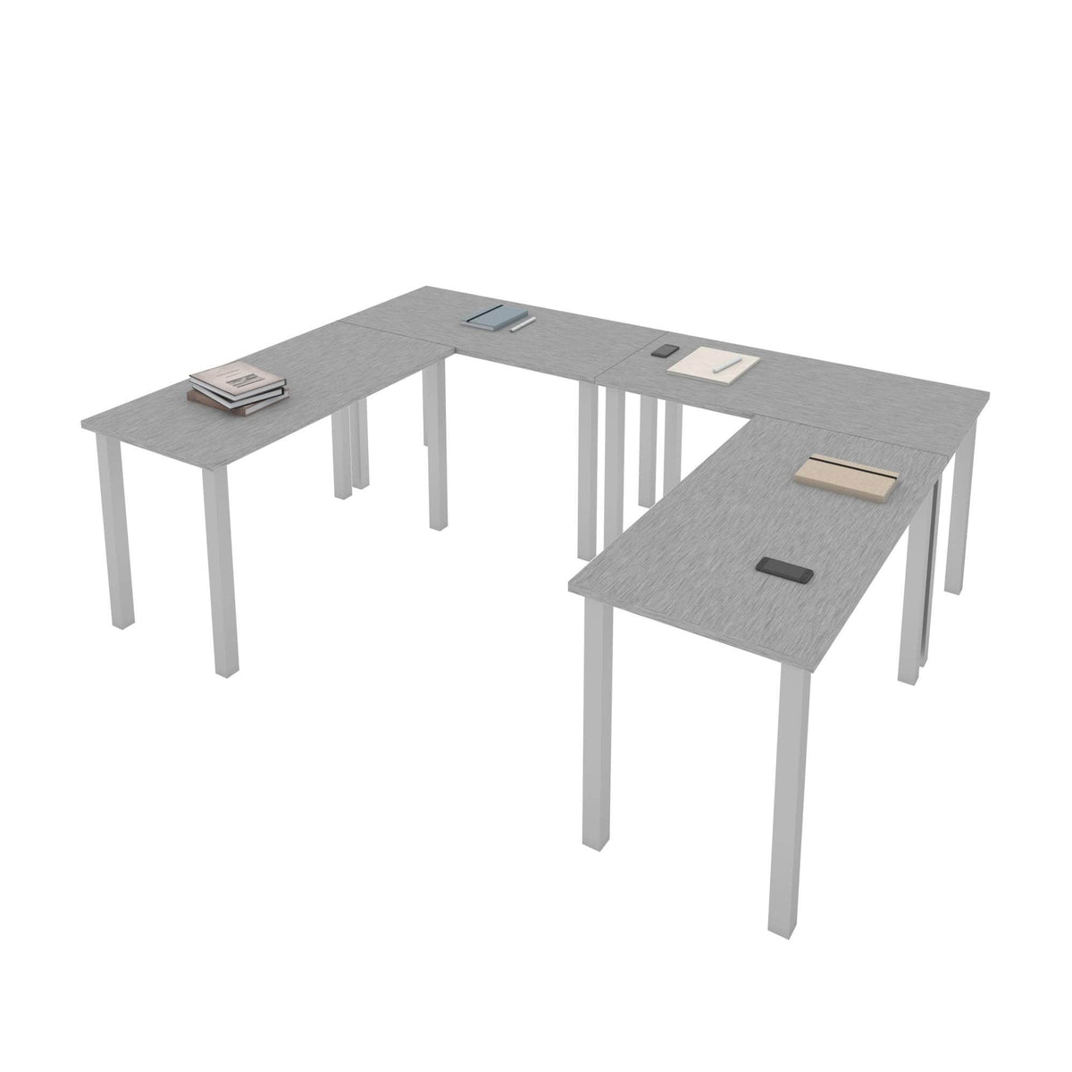 Modubox Universel 4 Piece Set Including 4 24″ × 48″ Table Desks with Square Metal Legs, image 26
