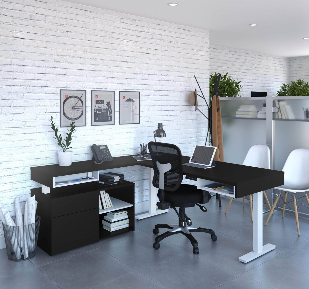 Modubox Viva 2 Piece Set Including an L Shaped Standing Desk and a Credenza, image 2