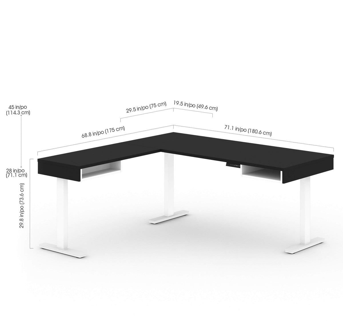 Modubox Viva 2 Piece Set Including an L Shaped Standing Desk and a Credenza, image 4
