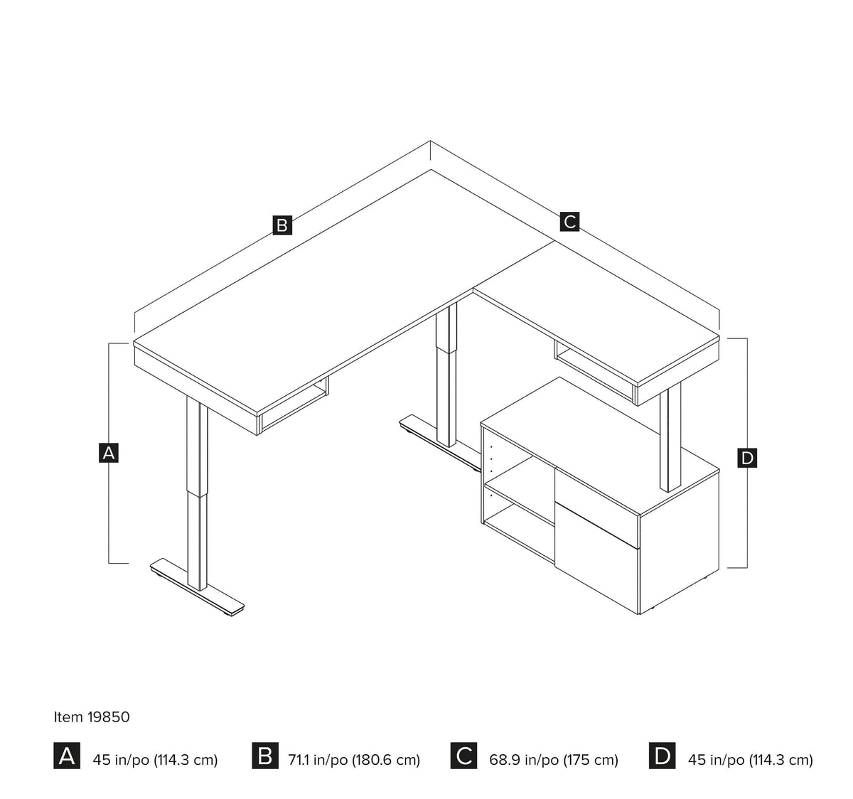 Modubox Viva 2 Piece Set Including an L Shaped Standing Desk and a Credenza, image 6