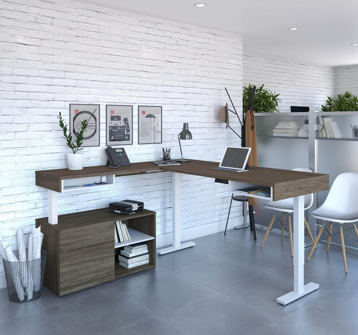 Modubox Viva 2 Piece Set Including an L Shaped Standing Desk and a Credenza, image 8