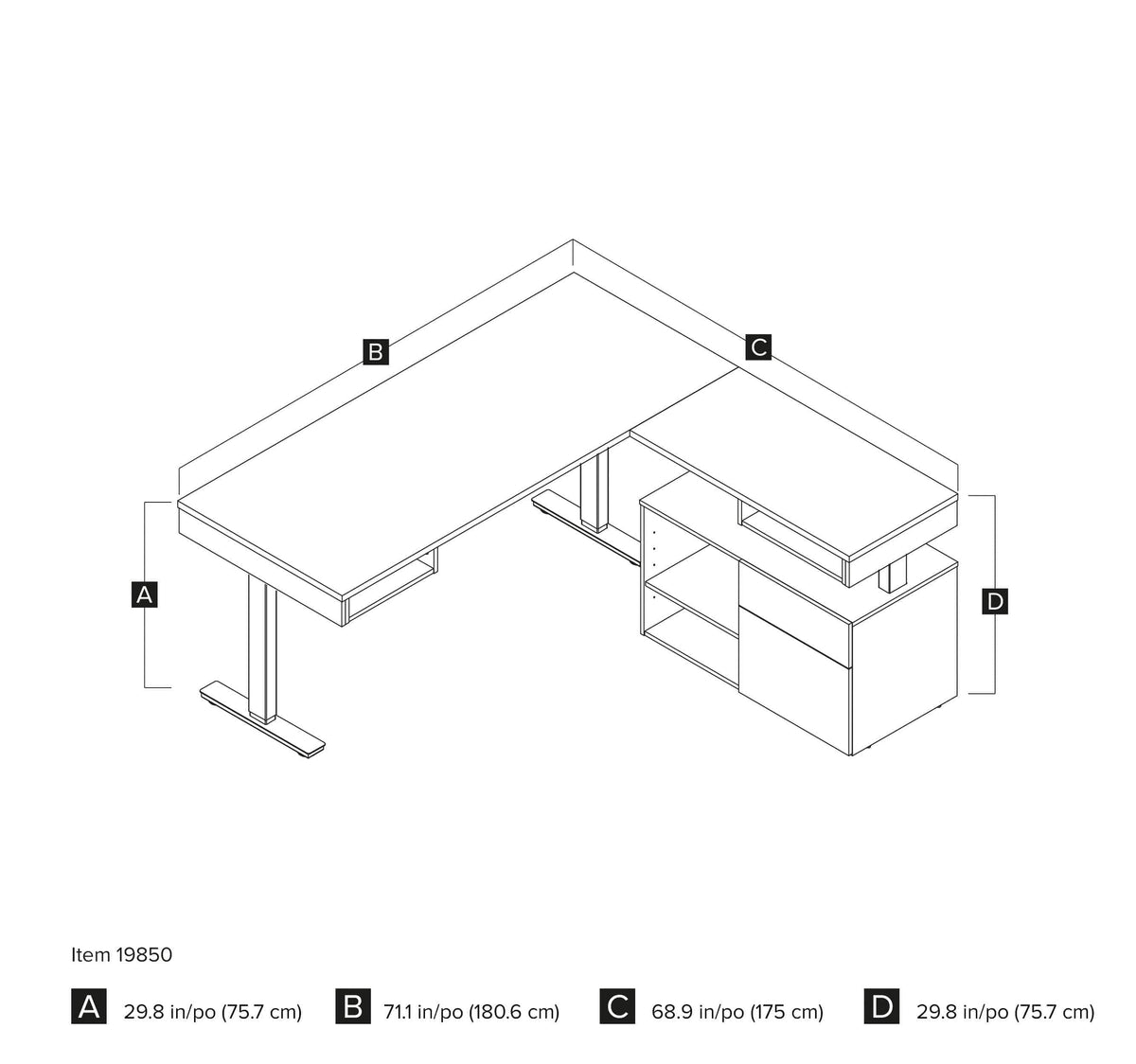 Modubox Viva 2 Piece Set Including an L Shaped Standing Desk and a Credenza, image 7