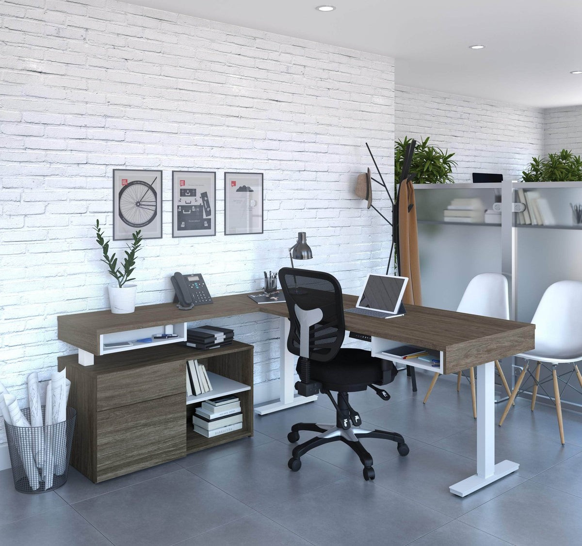 Modubox Viva 2 Piece Set Including an L Shaped Standing Desk and a Credenza, image 9