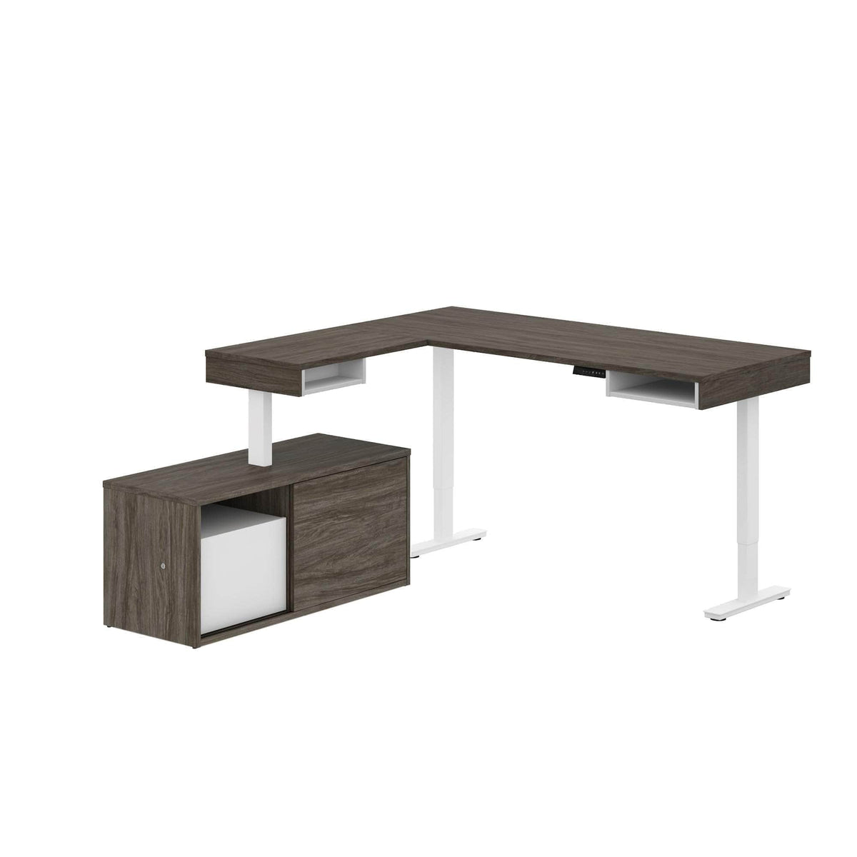 Modubox Pro Vega L Shaped Standing Desk with Credenza, image 13