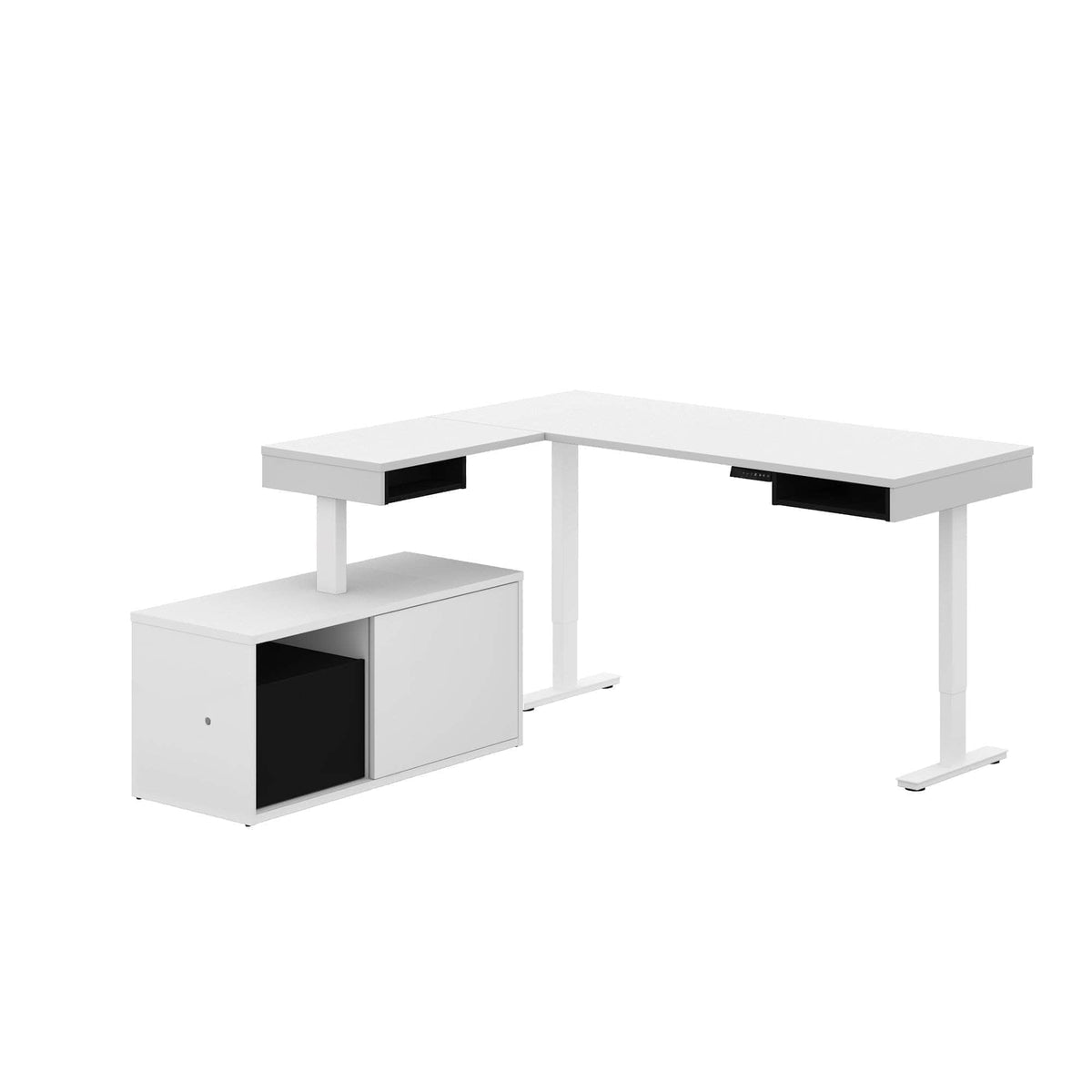 Modubox Pro Vega L Shaped Standing Desk with Credenza, image 4