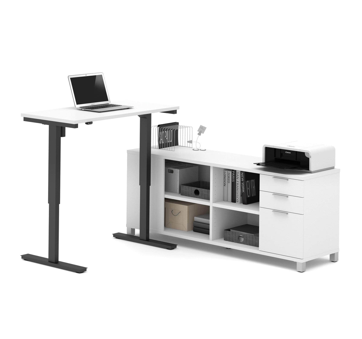 Modubox Pro Linea 2 Piece Set Including a Standing Desk and a Credenza, image 2