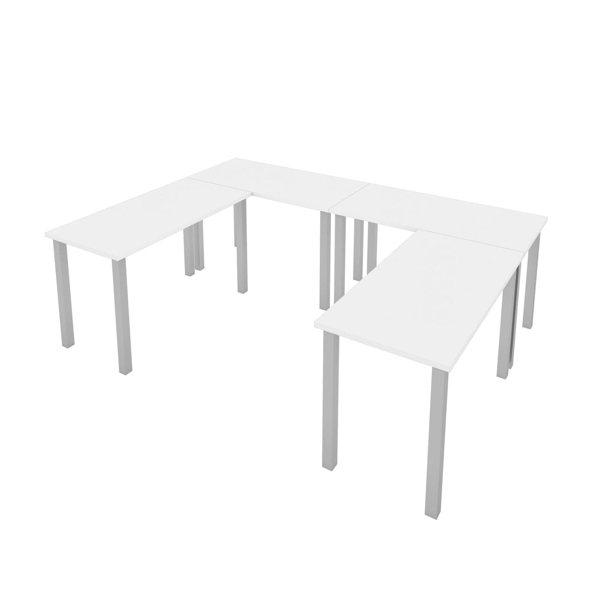 Modubox Universel 4 Piece Set Including 4 24″ × 48″ Table Desks with Square Metal Legs, image 8