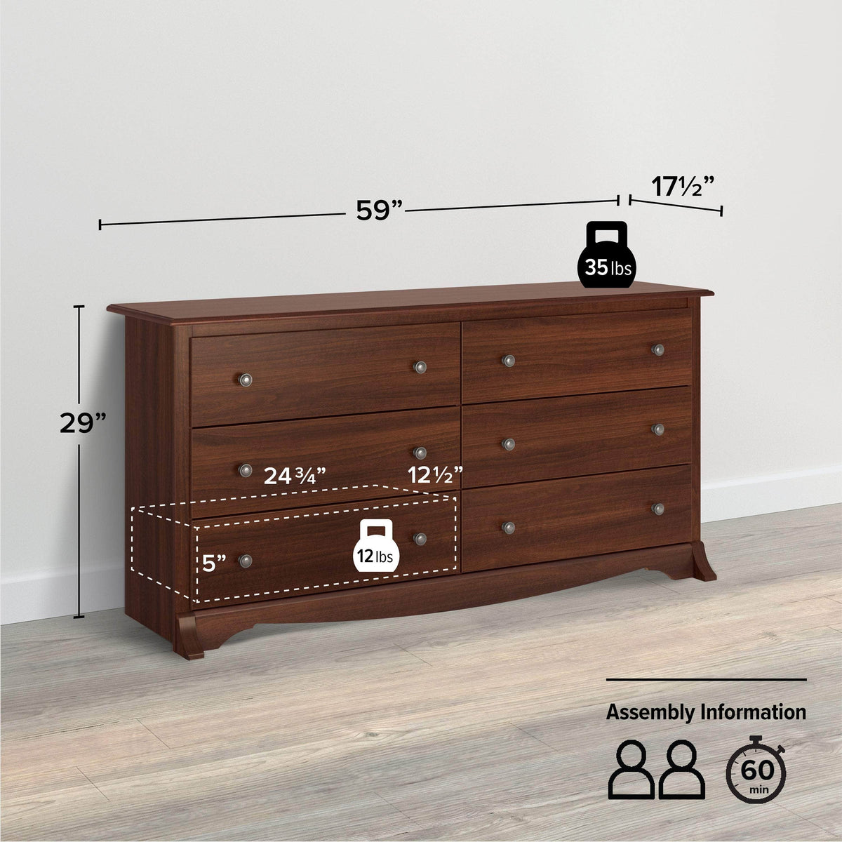 Modubox Sonoma 6 Drawer Dresser, image 17