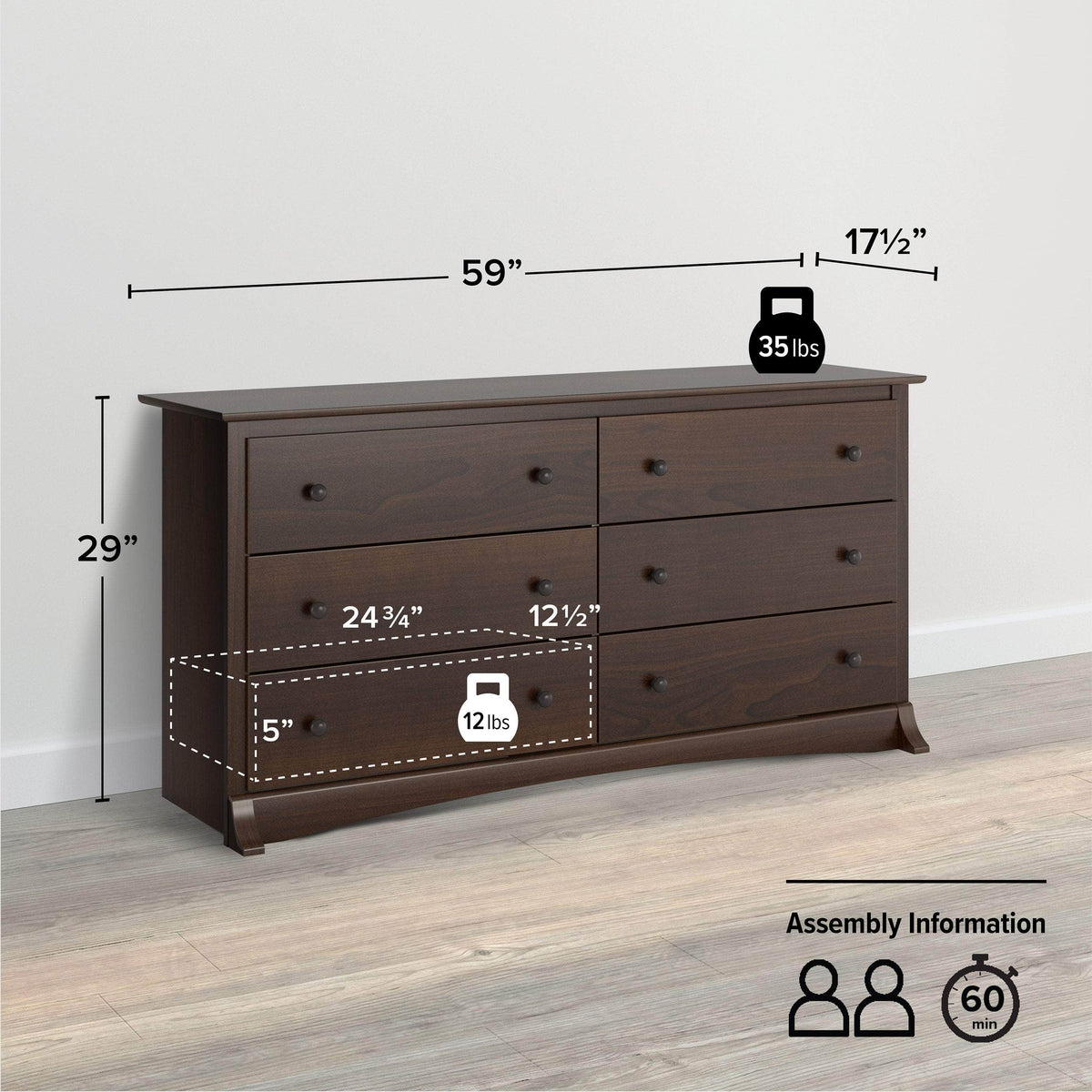 Modubox Sonoma 6 Drawer Dresser, image 36