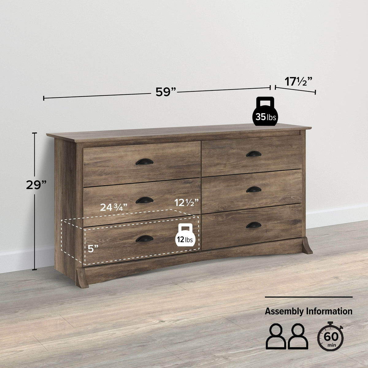 Modubox Sonoma 6 Drawer Dresser, image 28