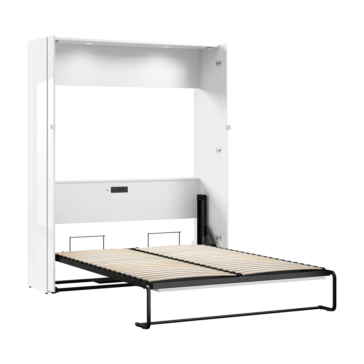 Modubox Avalon 67W High Gloss Queen Murphy Wall Bed in High Gloss White, image 5