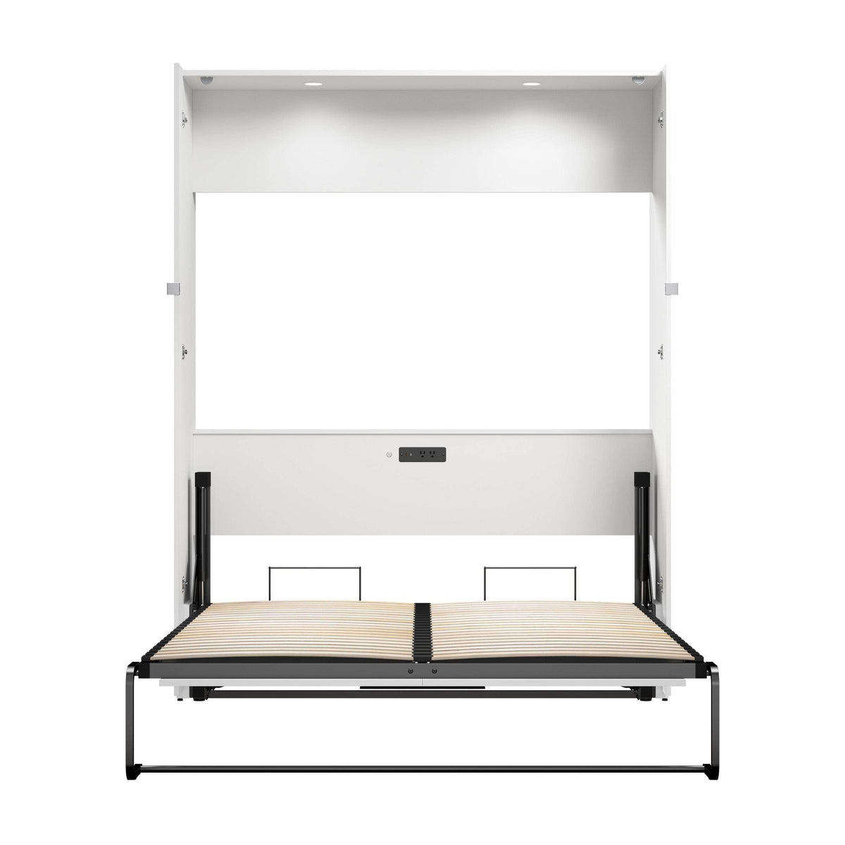 Modubox Avalon 67W High Gloss Queen Murphy Wall Bed in High Gloss White, image 6