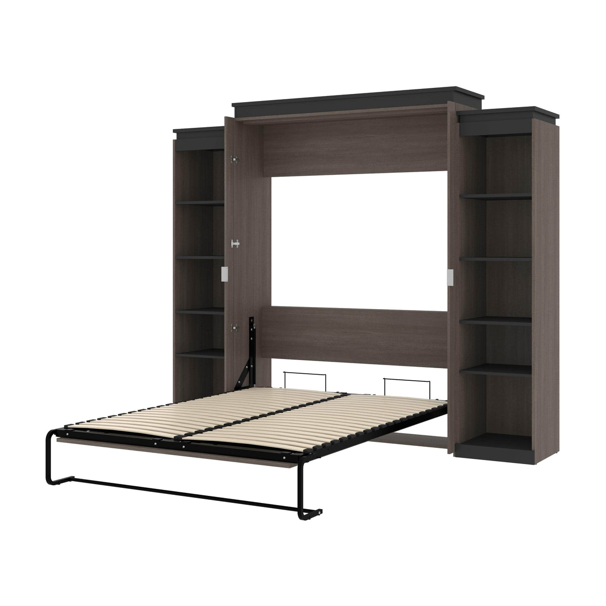 Modubox Orion 104"W Queen Murphy Wall Bed with 2 Narrow Shelving Units, image 20