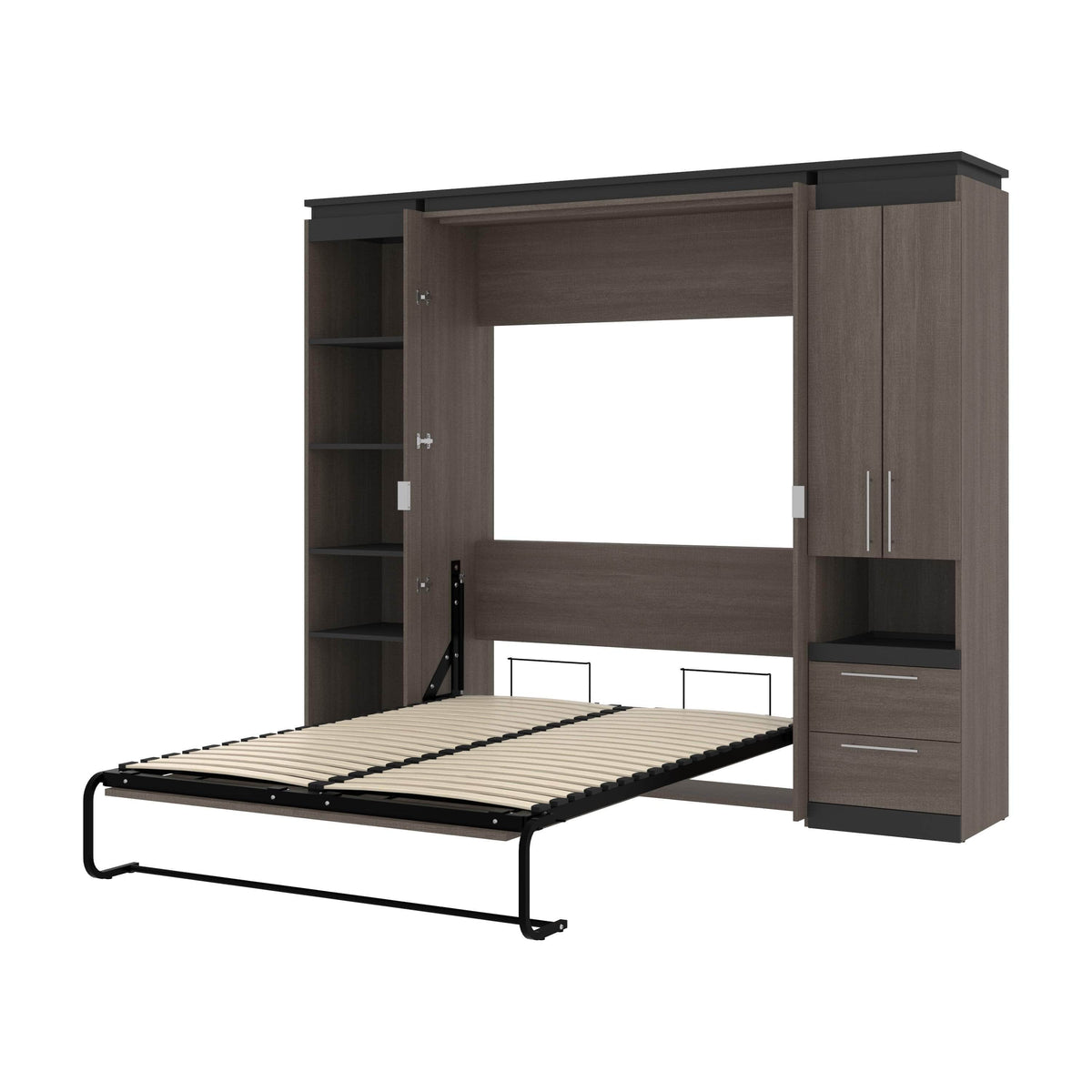 Modubox Orion 98"W Full Murphy Wall Bed with Narrow Storage Solutions, image 21