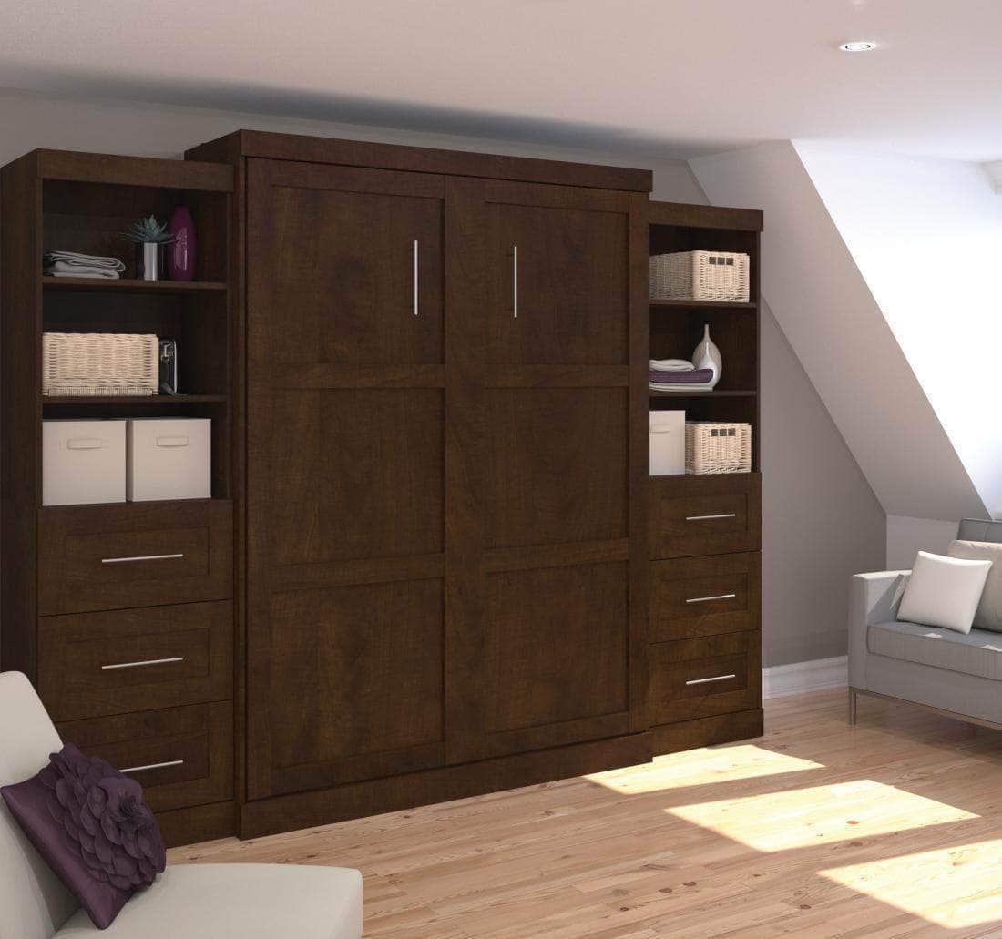 Modubox Pur 115" Queen Size Murphy Wall Bed with 2 Storage Units, image 3