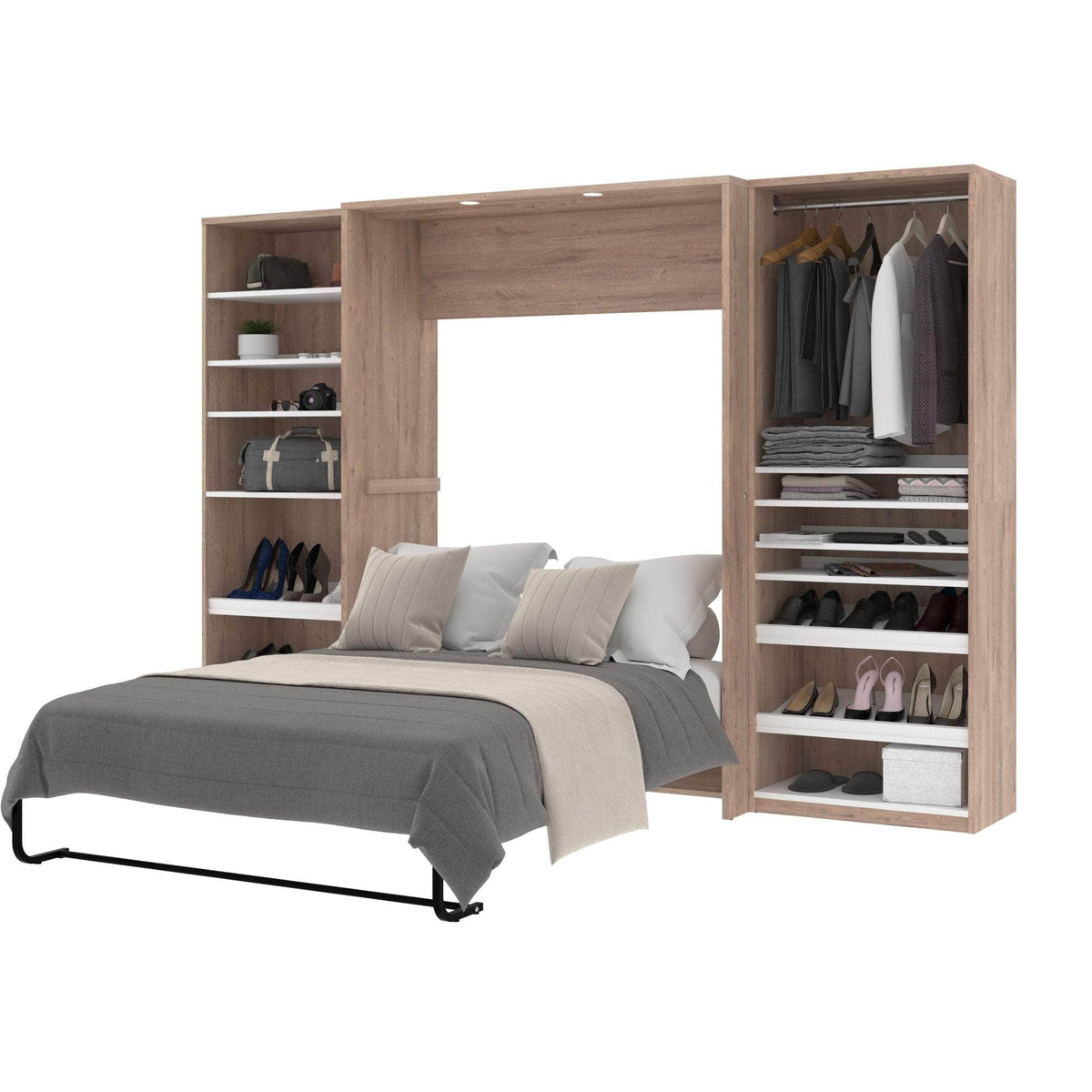 Modubox Cielo Full Murphy Wall Bed with 2 Closet Organizers, image 5