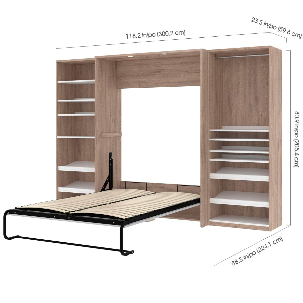 Modubox Cielo Full Murphy Wall Bed with 2 Closet Organizers, image 6