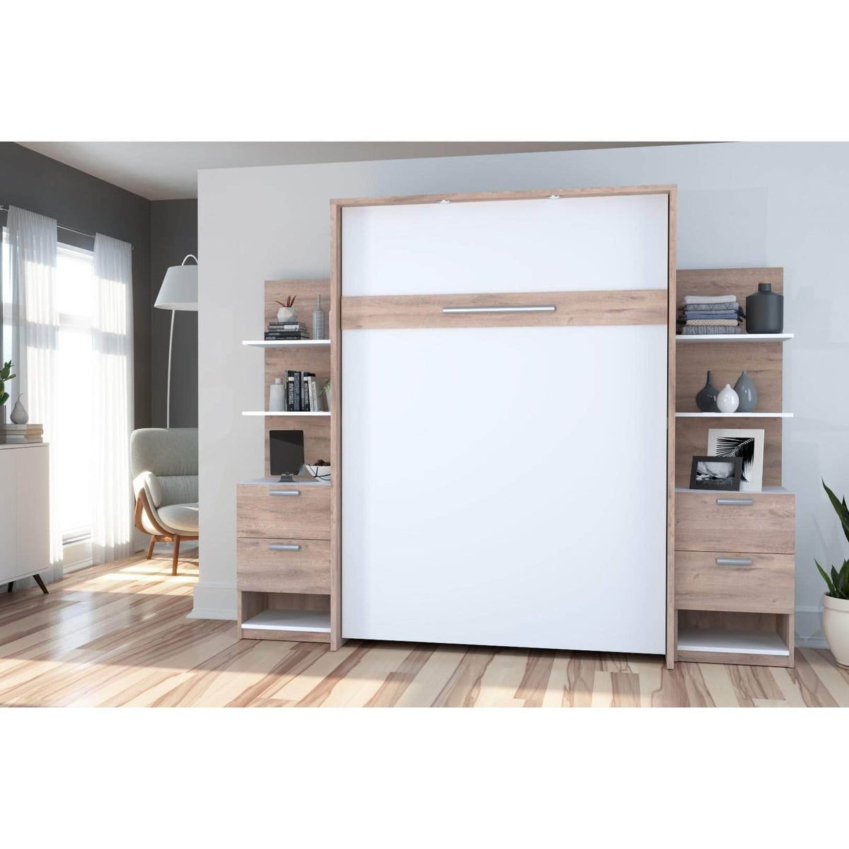 Modubox Cielo Full Murphy Wall Bed with Storage (98W), image 2