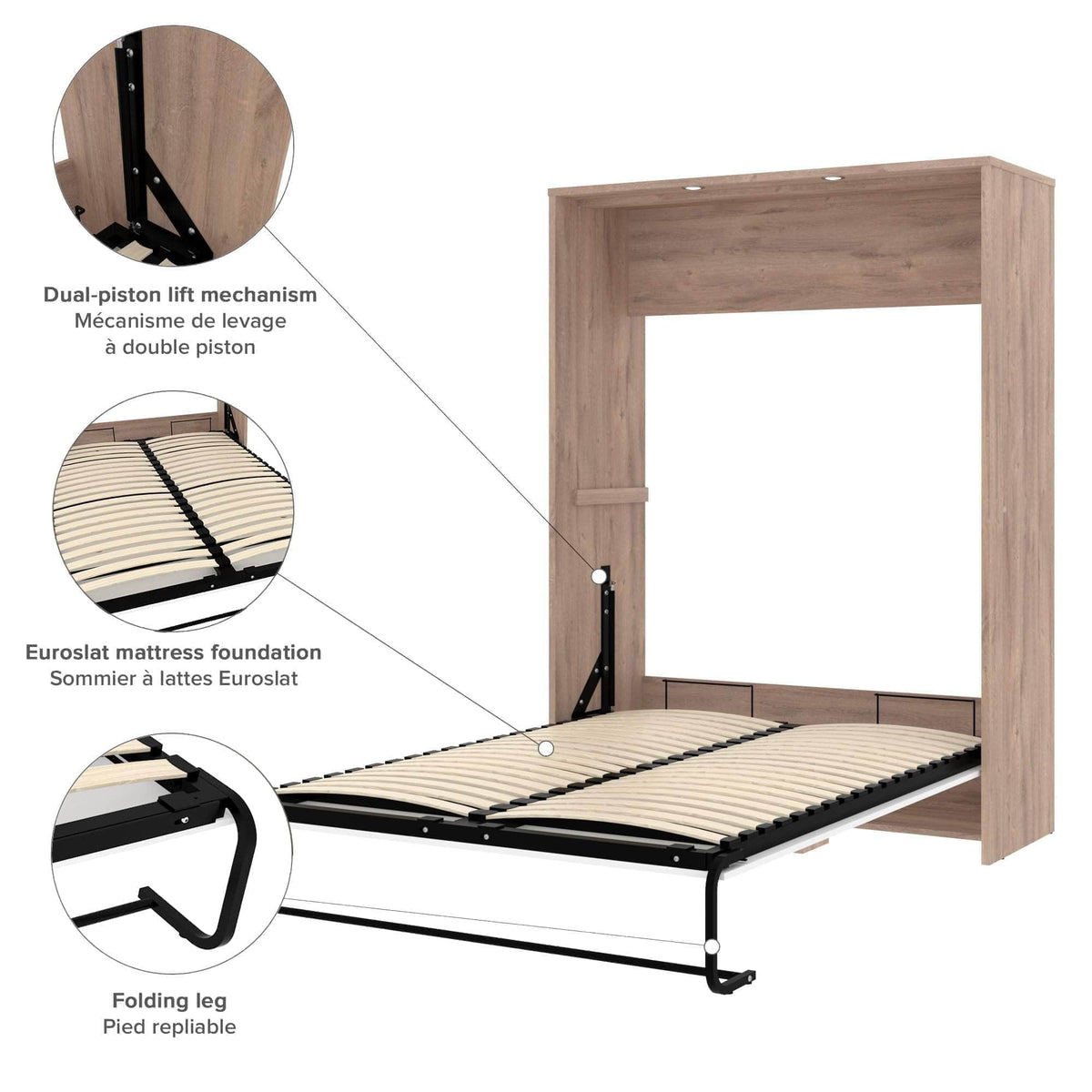 Modubox Cielo Full Murphy Wall Bed with Storage (98W), image 6