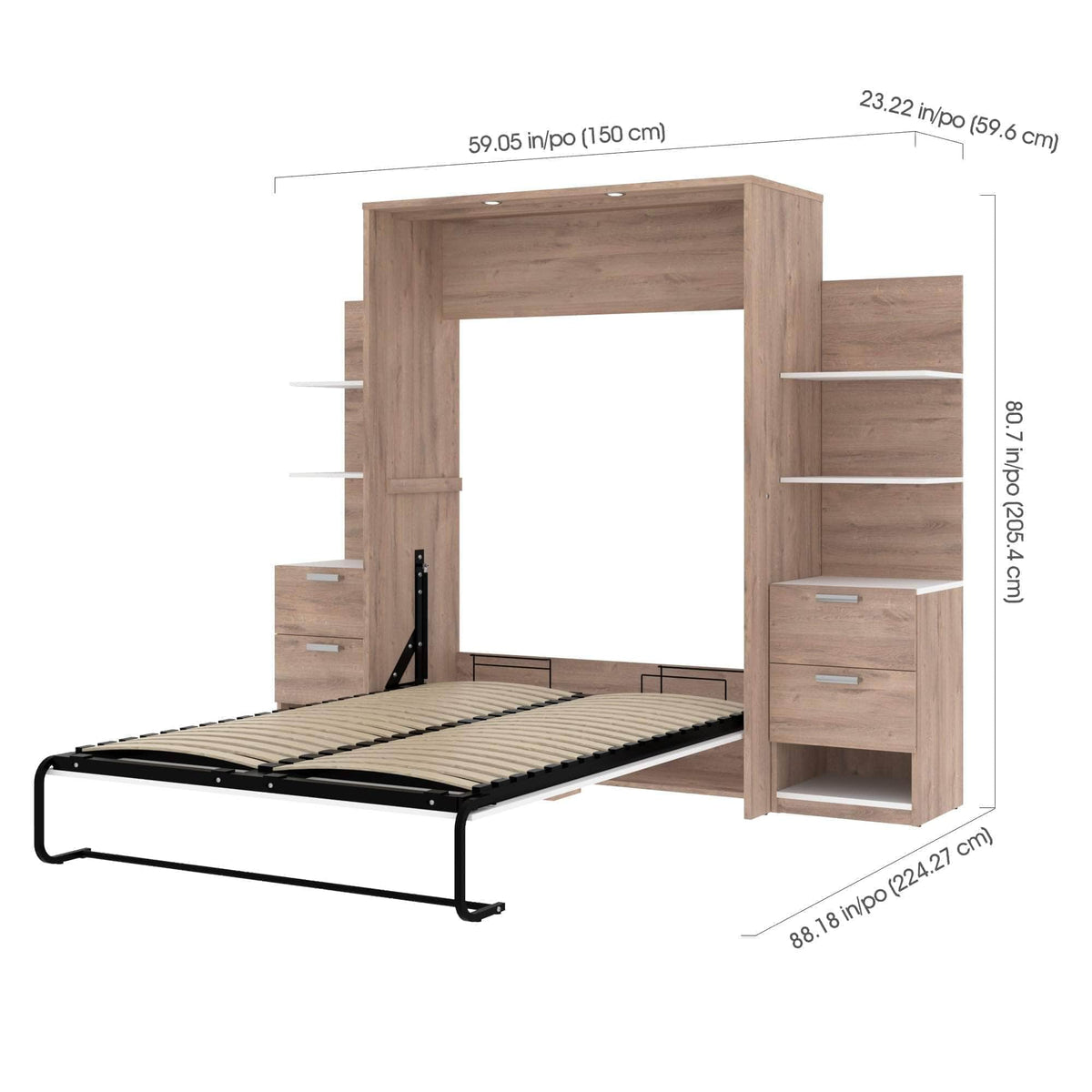 Modubox Cielo Full Murphy Wall Bed with Storage (98W), image 8