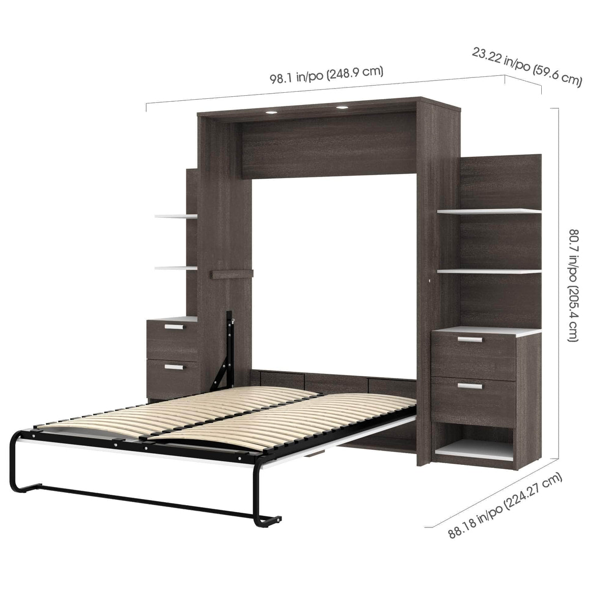 Modubox Cielo Full Murphy Wall Bed with Storage (98W), image 19