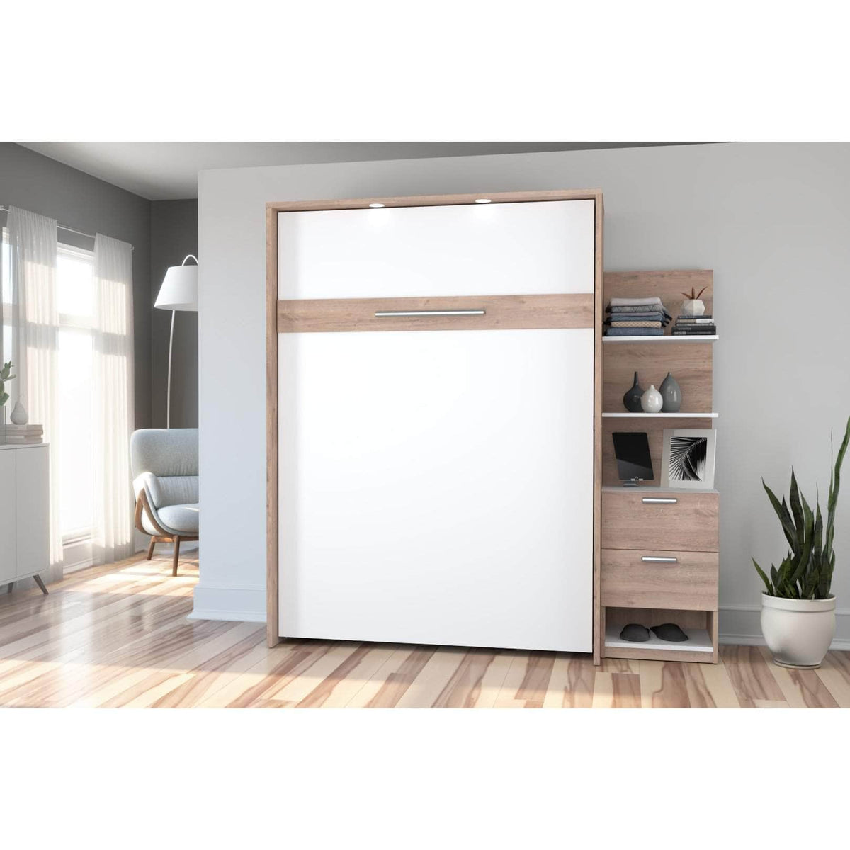Modubox Cielo Full Murphy Wall Bed with Storage Cabinet (79W), image 2