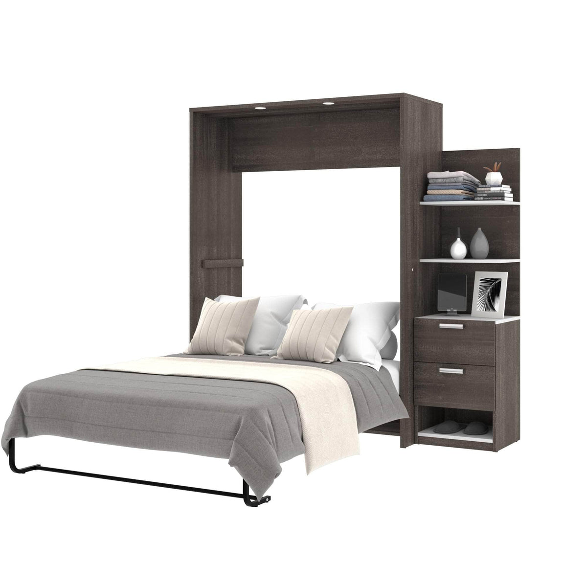 Modubox Cielo Full Murphy Wall Bed with Storage Cabinet (79W), image 8