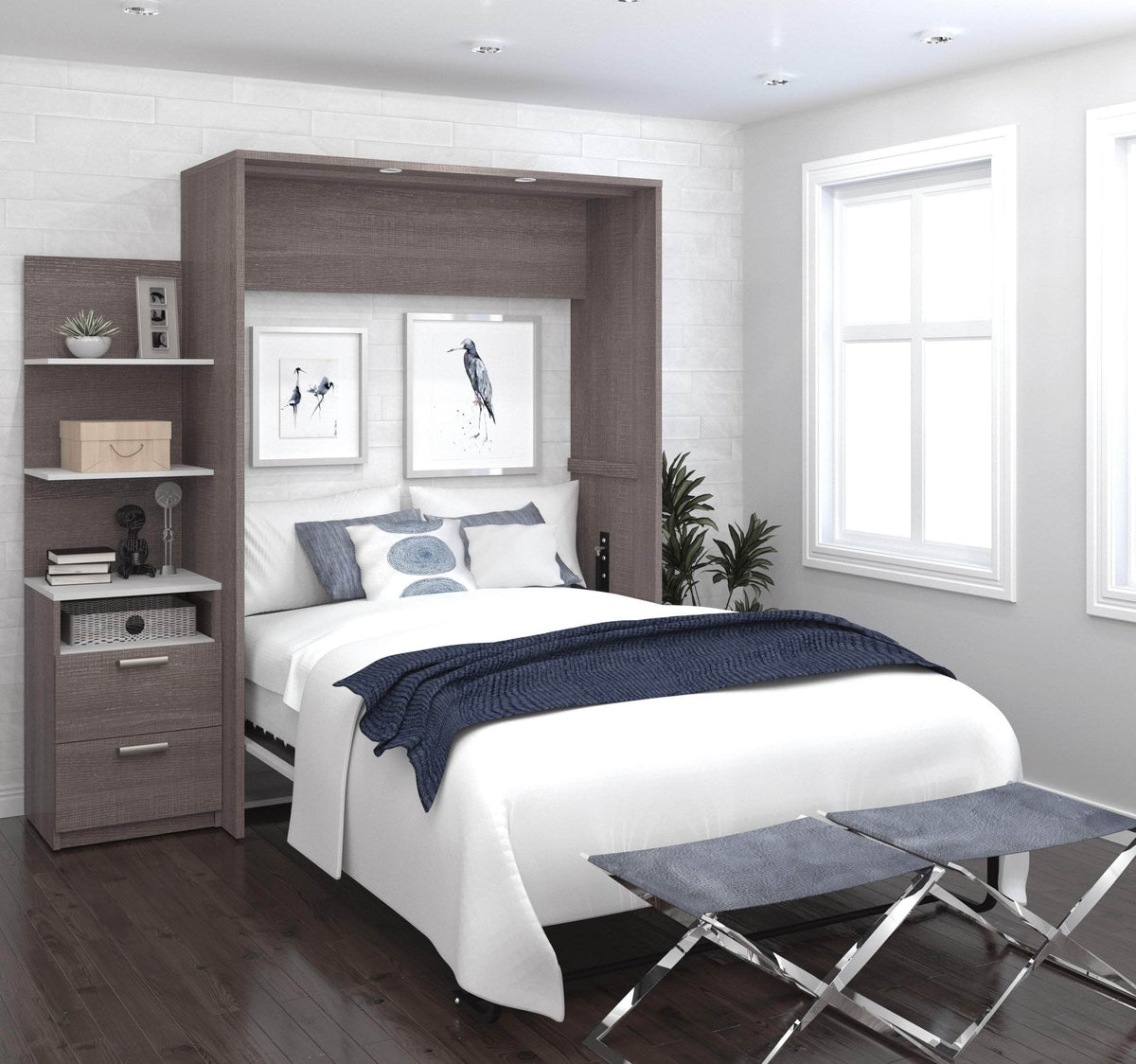 Modubox Cielo Full Murphy Wall Bed with Storage Cabinet (79W), image 9