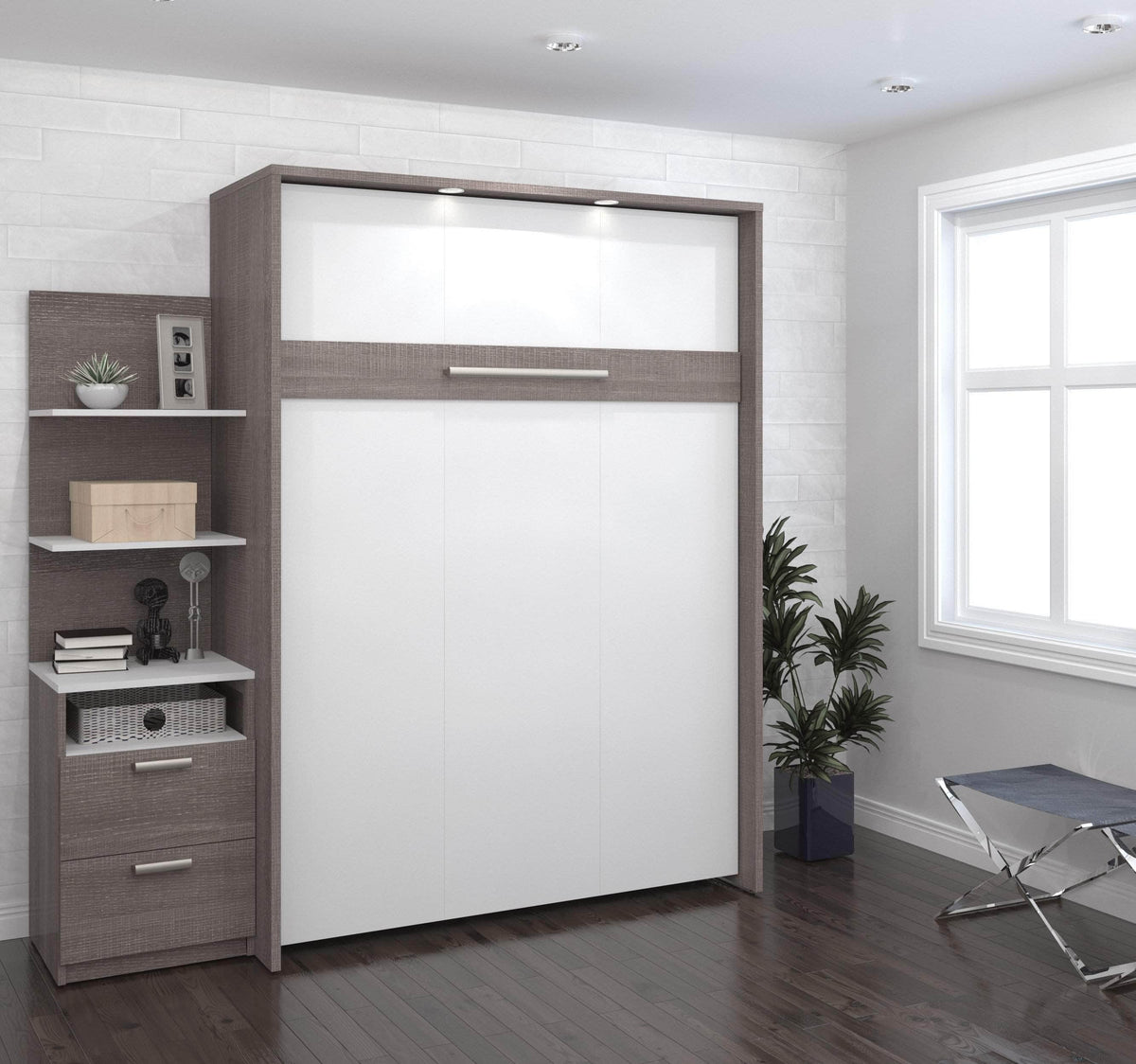 Modubox Cielo Full Murphy Wall Bed with Storage Cabinet (79W), image 11