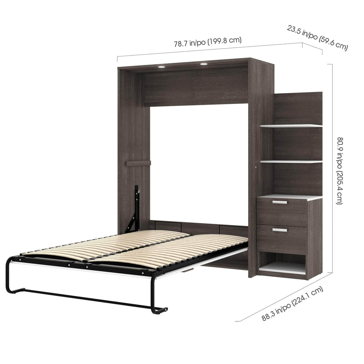 Modubox Cielo Full Murphy Wall Bed with Storage Cabinet (79W), image 12