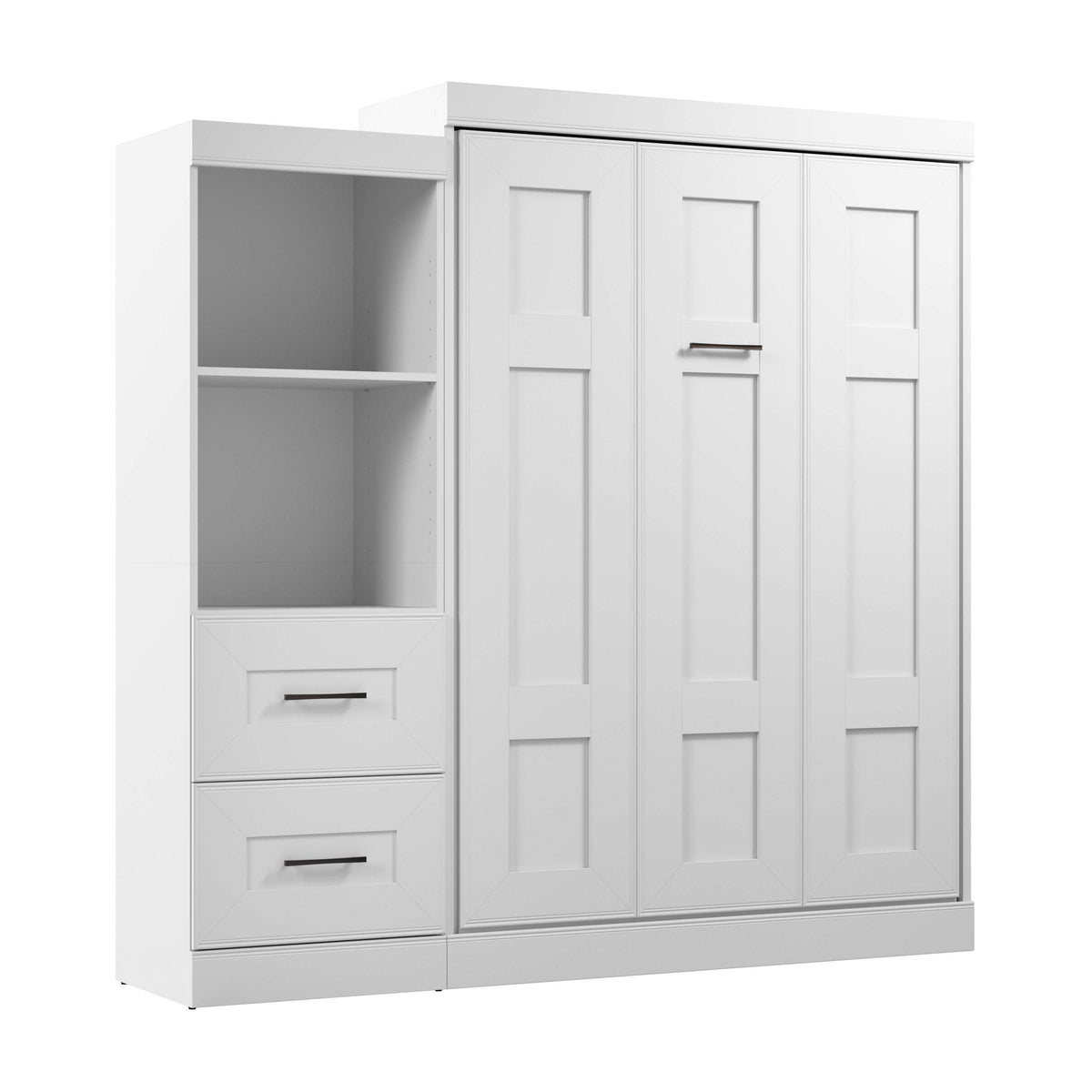 Modubox Edge Full Murphy Wall Bed and Closet Organizer with Drawers in White, image 3