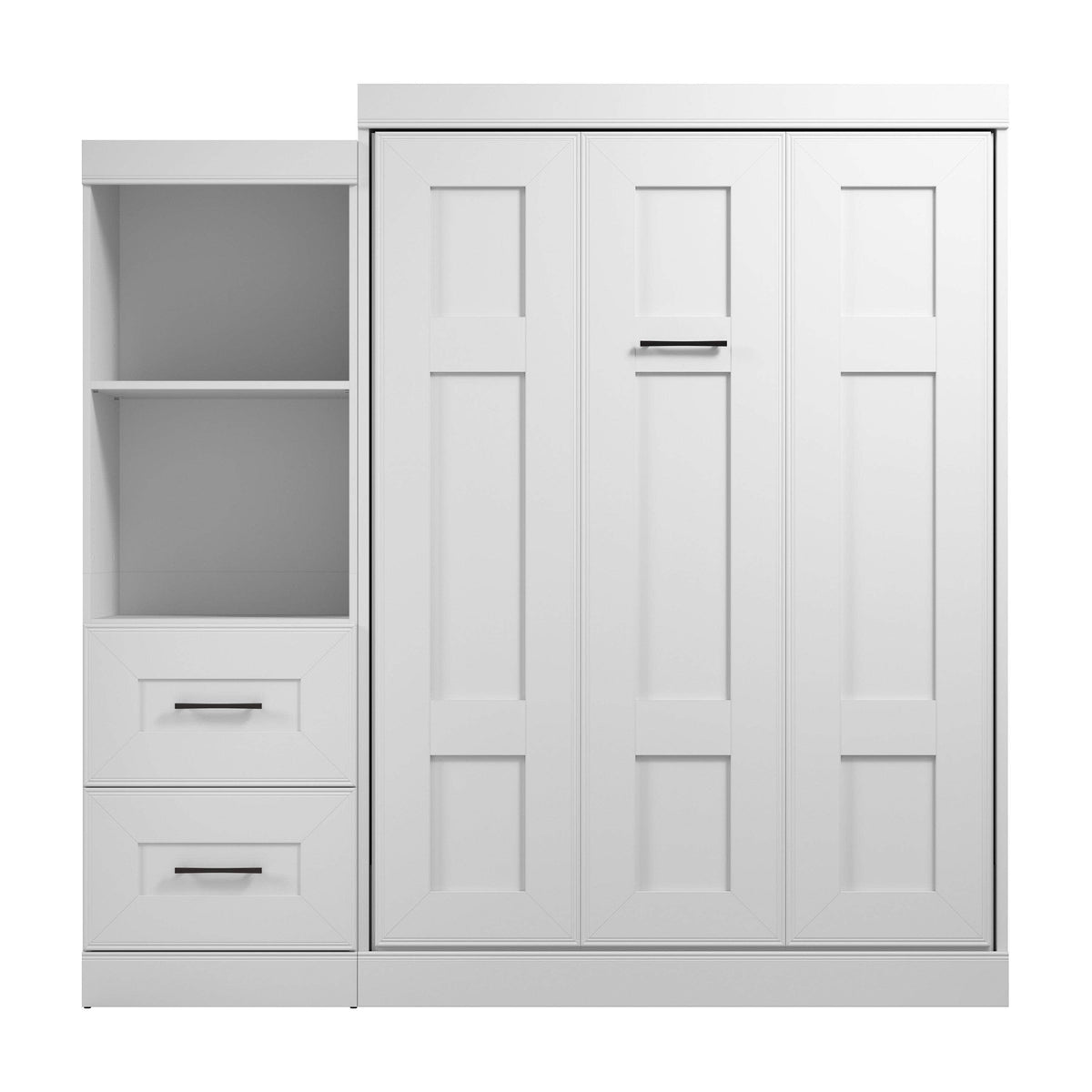 Modubox Edge Full Murphy Wall Bed and Closet Organizer with Drawers in White, image 4