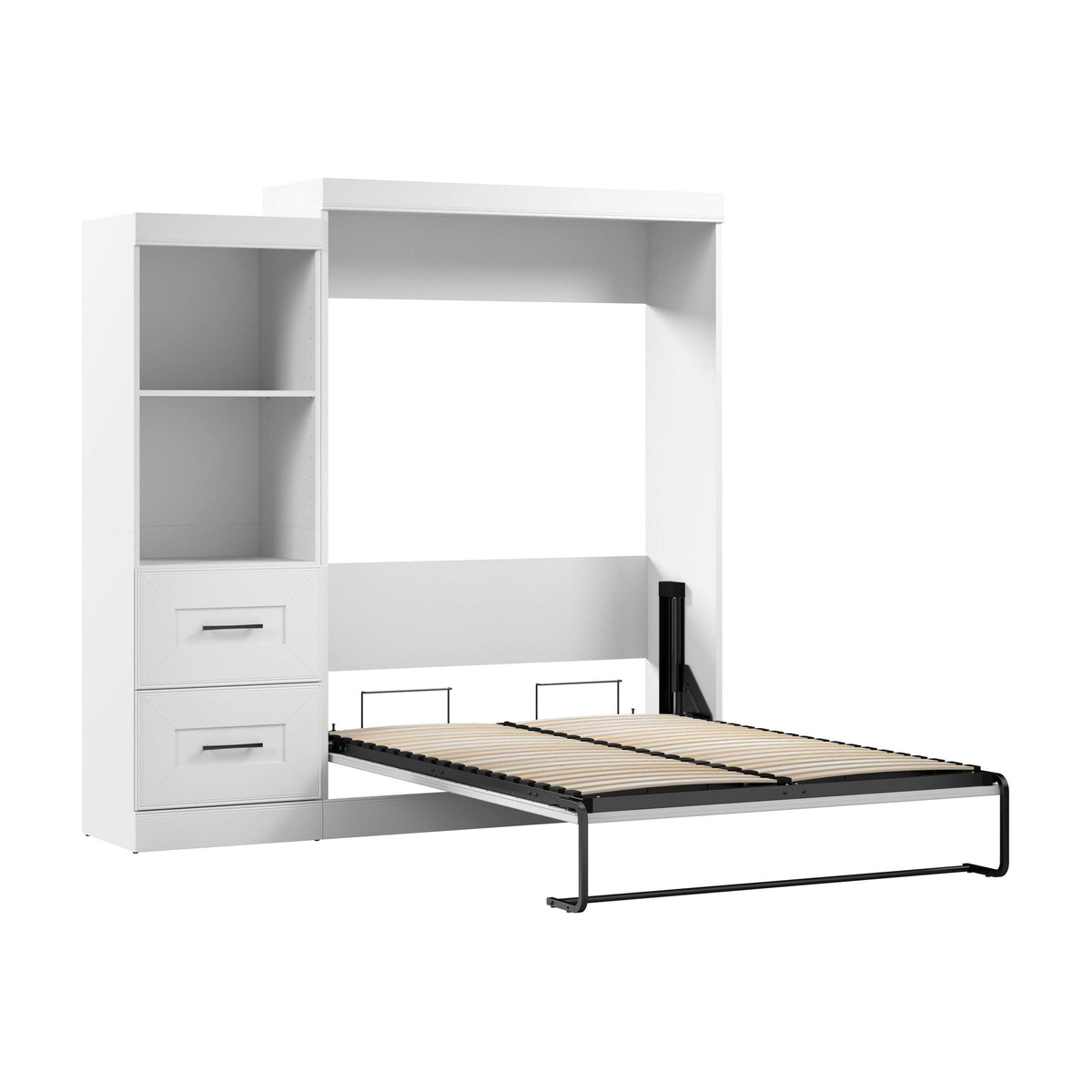 Modubox Edge Full Murphy Wall Bed and Closet Organizer with Drawers in White, image 5