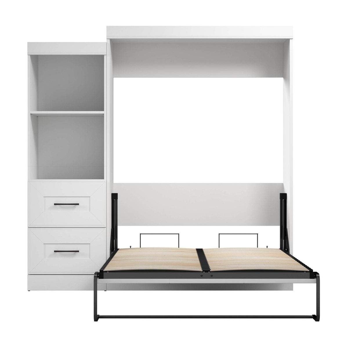 Modubox Edge Full Murphy Wall Bed and Closet Organizer with Drawers in White, image 6