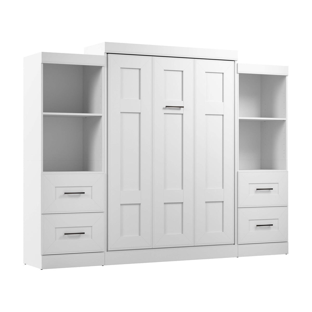 Modubox Edge Full Murphy Wall Bed and Closet Organizers with Drawers in White, image 3
