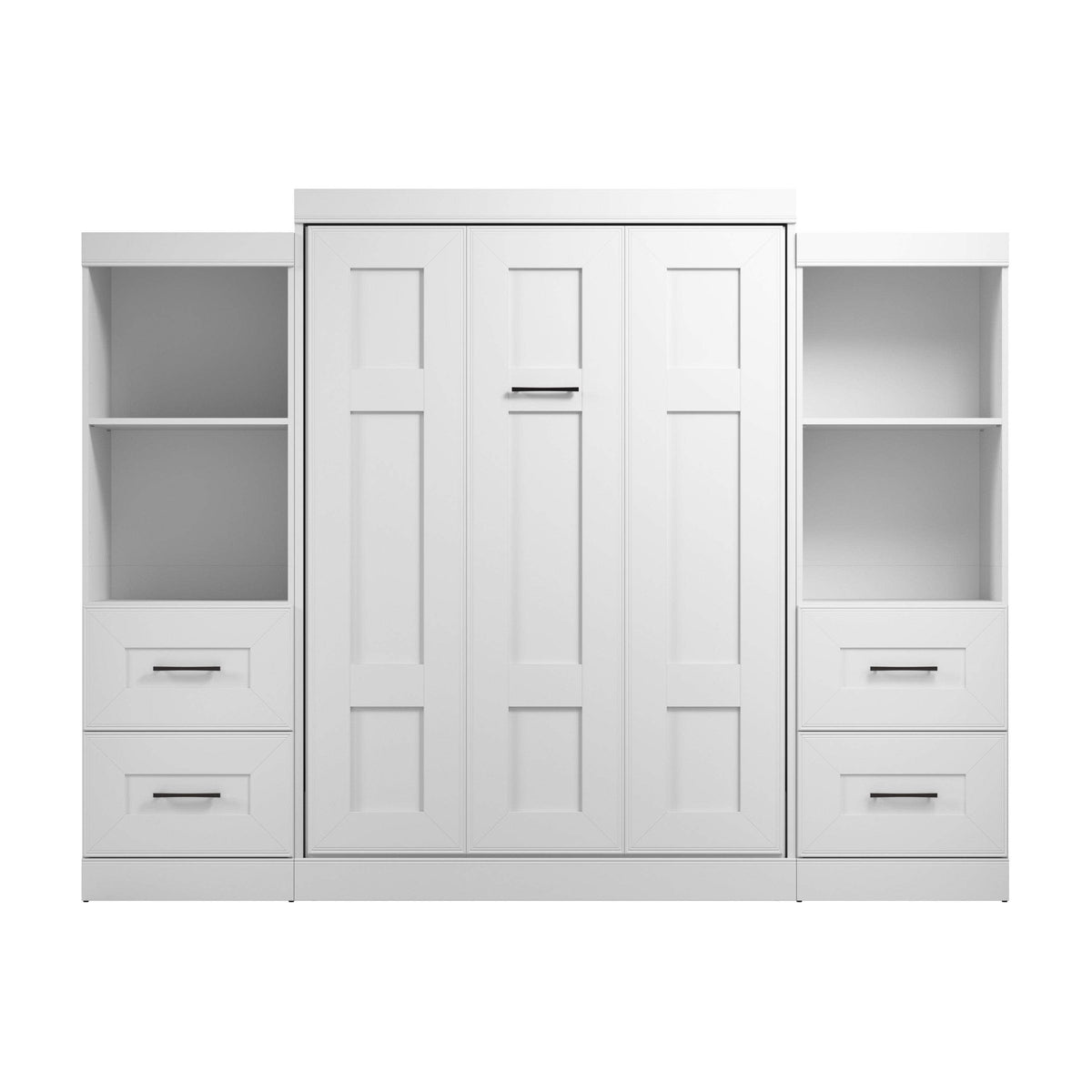 Modubox Edge Full Murphy Wall Bed and Closet Organizers with Drawers in White, image 4