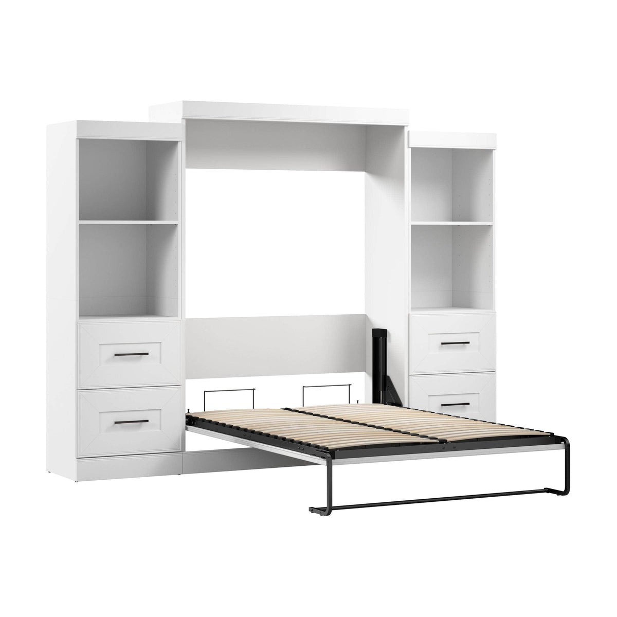 Modubox Edge Full Murphy Wall Bed and Closet Organizers with Drawers in White, image 5