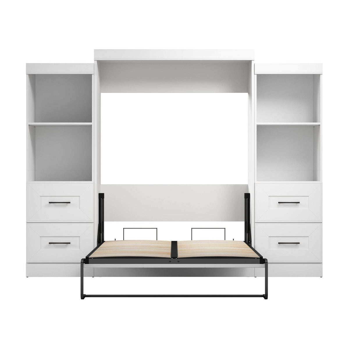 Modubox Edge Full Murphy Wall Bed and Closet Organizers with Drawers in White, image 6