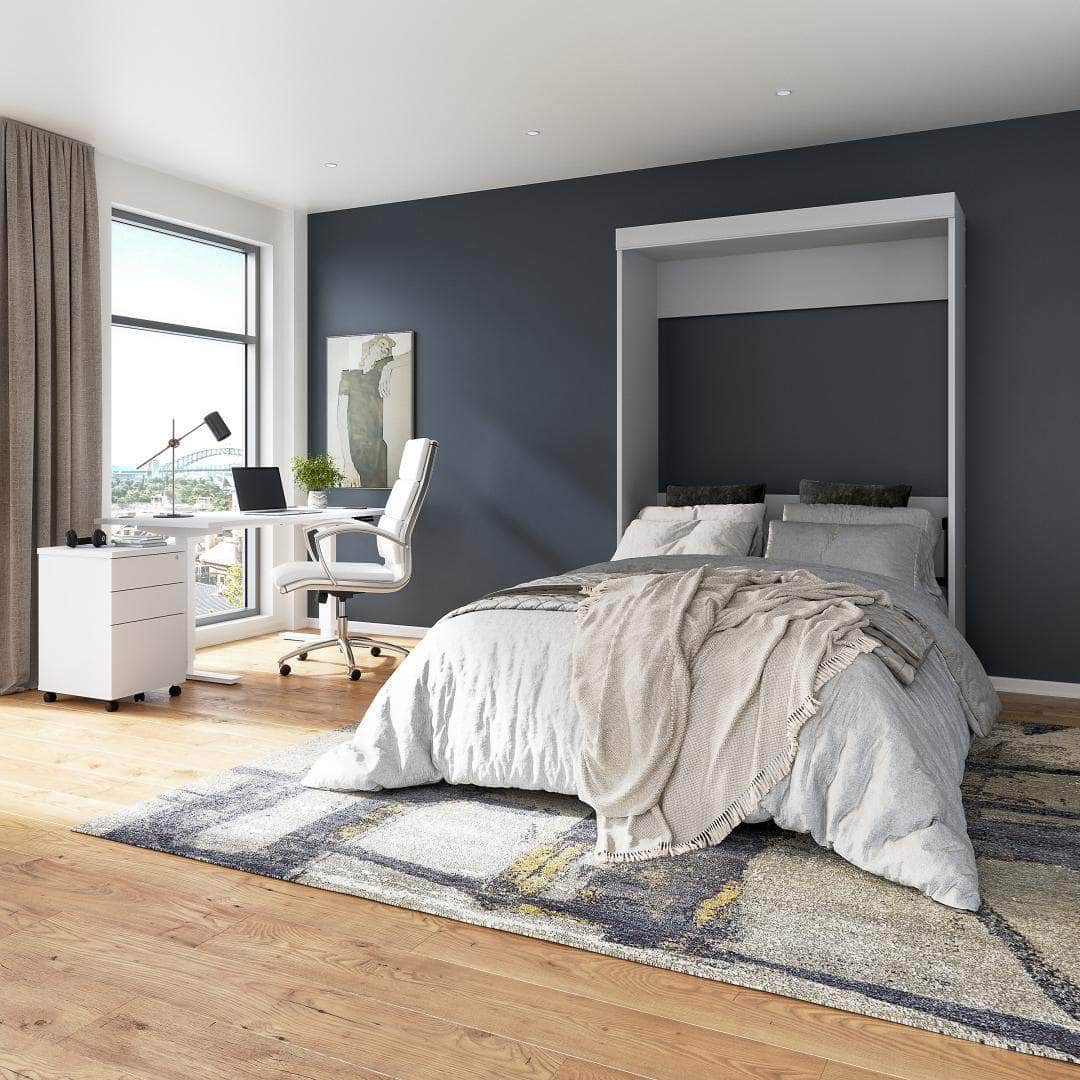 Modubox Edge Full Murphy Wall Bed (60") in White, image 1